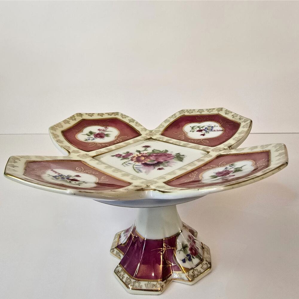 Camille Naudot Porcelain Footed Plate Tidbit Dish Cake French Antique Floral - Picture 7 of 11